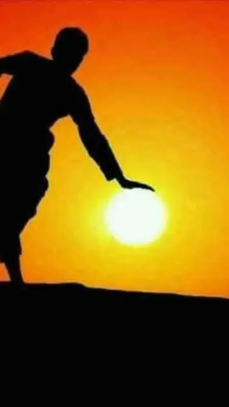 Silhouette against the setting sun