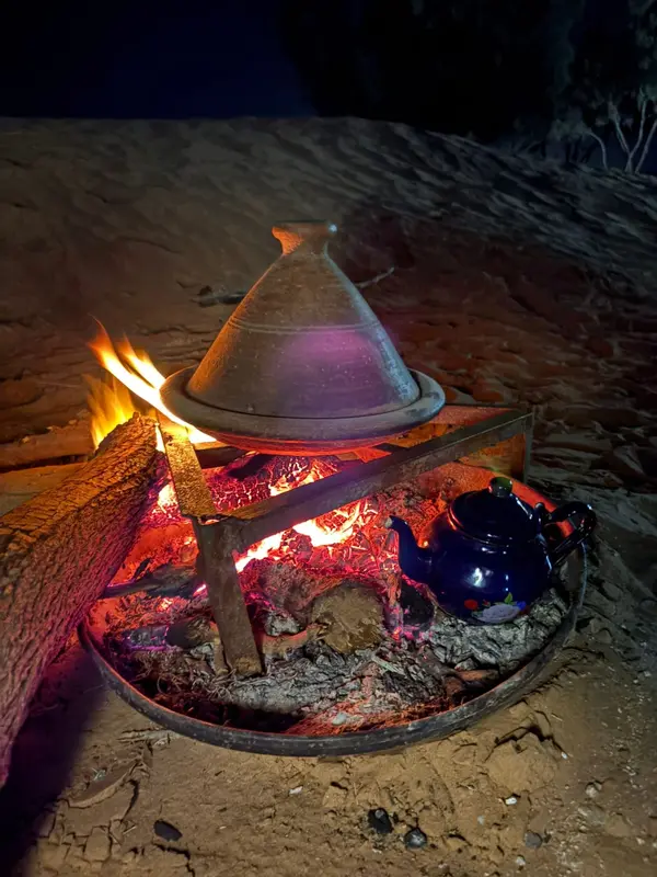 Tagine over the wood fire